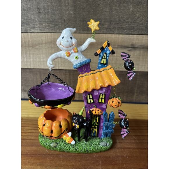 Home Interiors Hanging Tart Warmer Whimsical Halloween Haunted House Ghost -flaw - Picture 1 of 7
